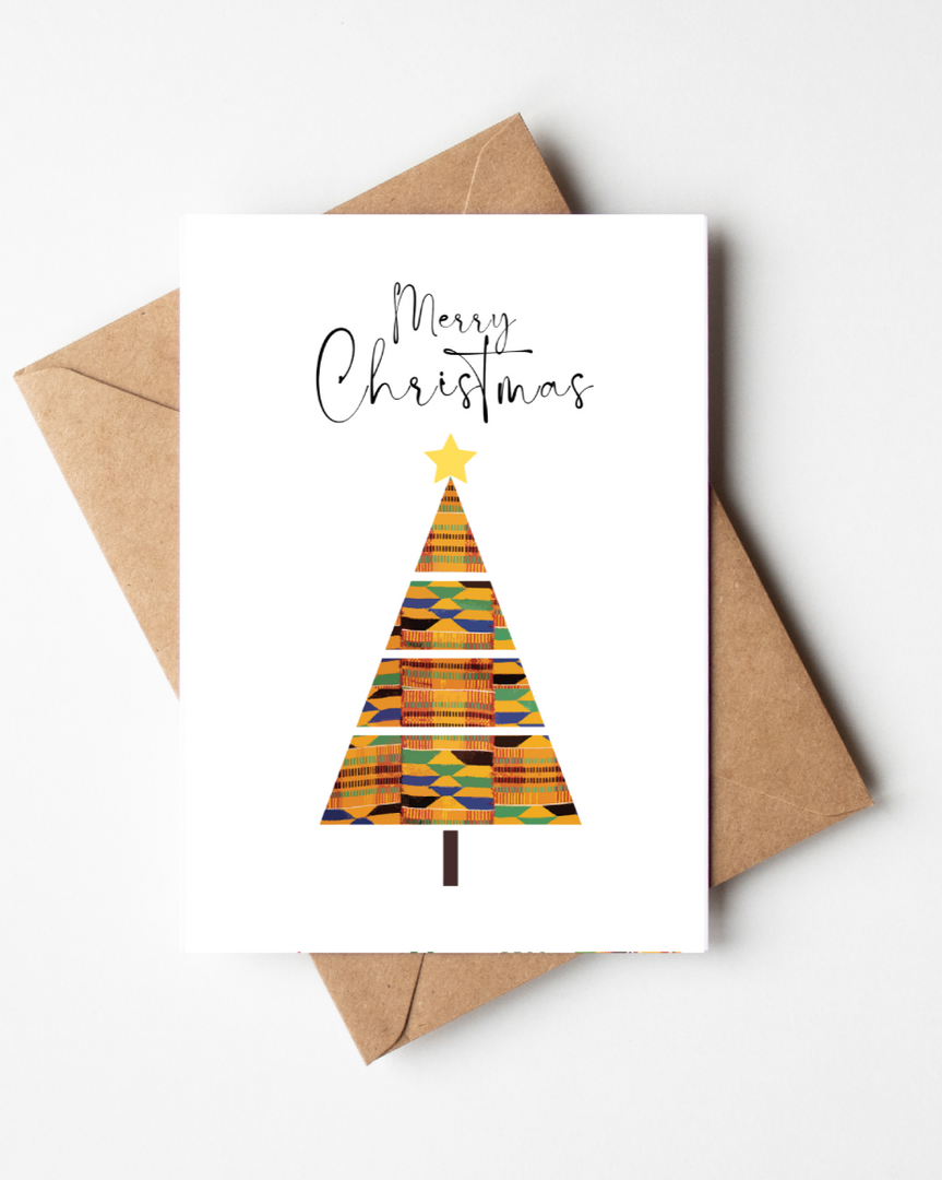 African Kente Christmas Tree Card