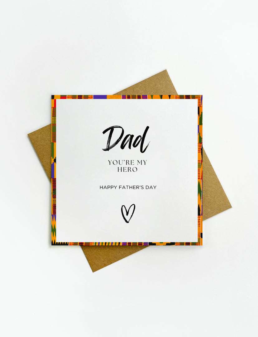 African 'Dad You're My Hero' Father's Day Card
