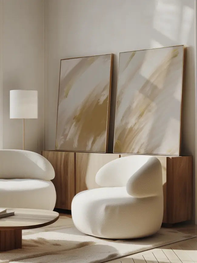 Abstract Golden Delight Set of 2 - Canvas Art