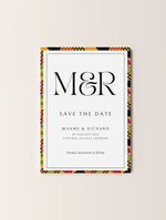 Load image into Gallery viewer, Save The Date Kente Wedding Card Akua Home