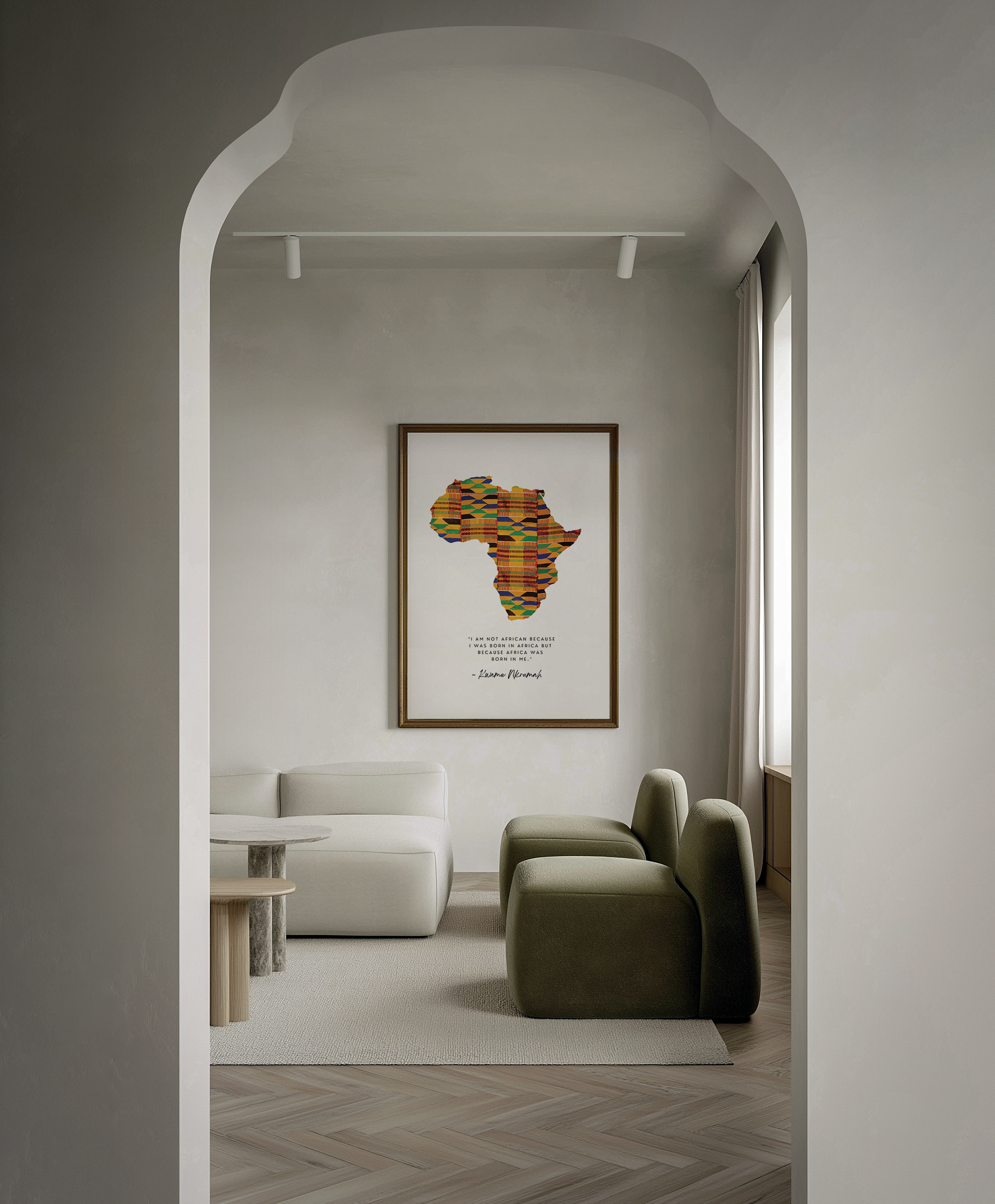 africa kente wall art print in minimalist home