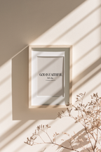 God is faithful minimalist wall art in beige frame