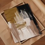 Abstract Strokes Sand Set of 2 Beige & Mustard Yellow Wall Art