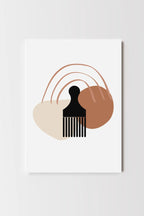 Modern abstract wall art combining Afro comb symbolism with neutral tones