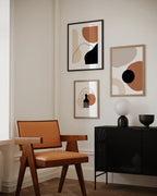 African-inspired abstract wall art featuring layered shapes in neutral tones
