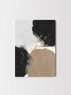 Abstract wall art featuring gold sprinkle details scattered across a neutral background