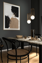 Modern abstract artwork with subtle gold accents in a balanced layout