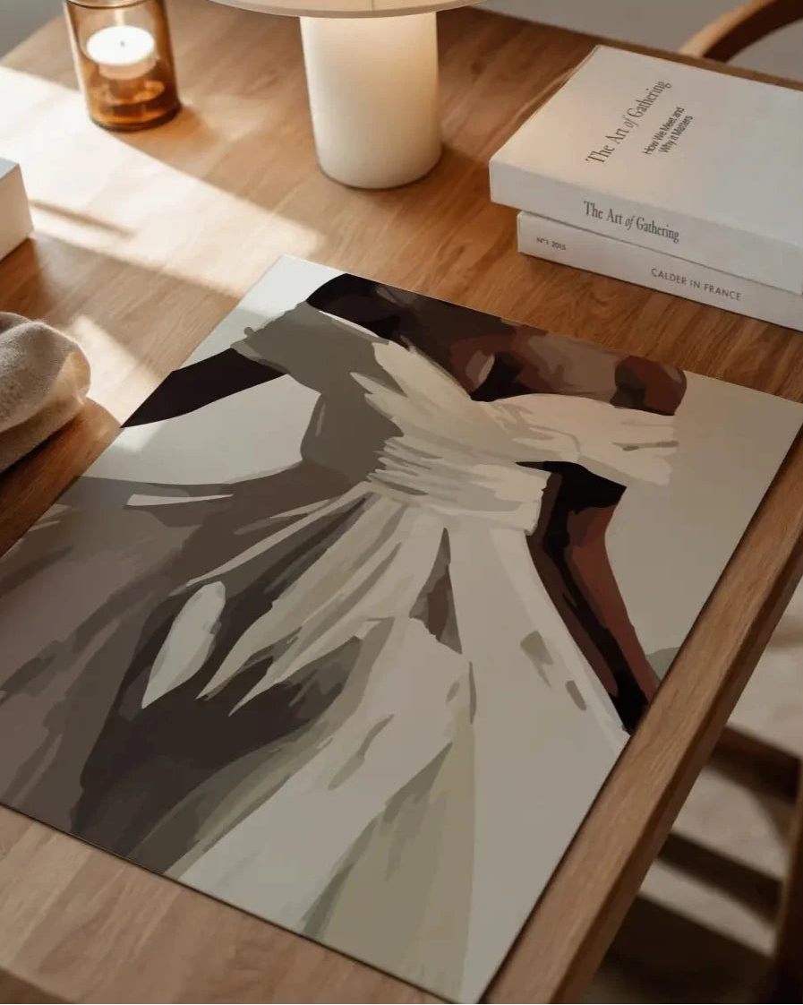 Framed poster displayed in a neutral interior setting with balanced proportions