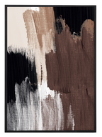 Abstract art print with brown, black, and white brush strokes - Abstract strokes chocolate