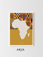 Stylised Africa wall art featuring bold yellow tones