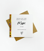 Alternate thank you Mother’s Day card with refined African-inspired styling