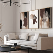 Abstract Strokes Chocolate Print Set of 3