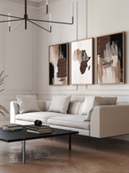 Alternate presentation of the African-inspired abstract wall art set in chocolate tones