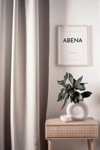 Personalised name print featuring Akan female names in a clean typographic layout