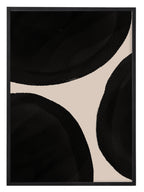 Abstract black circle artwork with bold circular forms in a modern layout