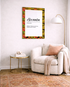 Decorative wall art with colorful Ghana Akwaaba wall art in a living room setting.