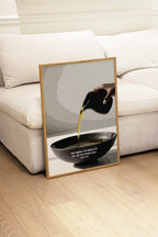 Interior scene showing framed wall art styled in a modern living area