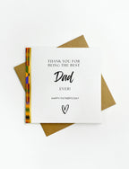 Father’s Day greeting card featuring the phrase Best Dad in bold lettering