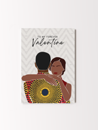 Valentine’s Day card featuring an illustrated Black couple in a loving pose