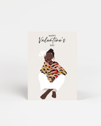 Black woman Valentine’s card featuring a confident illustrated portrait