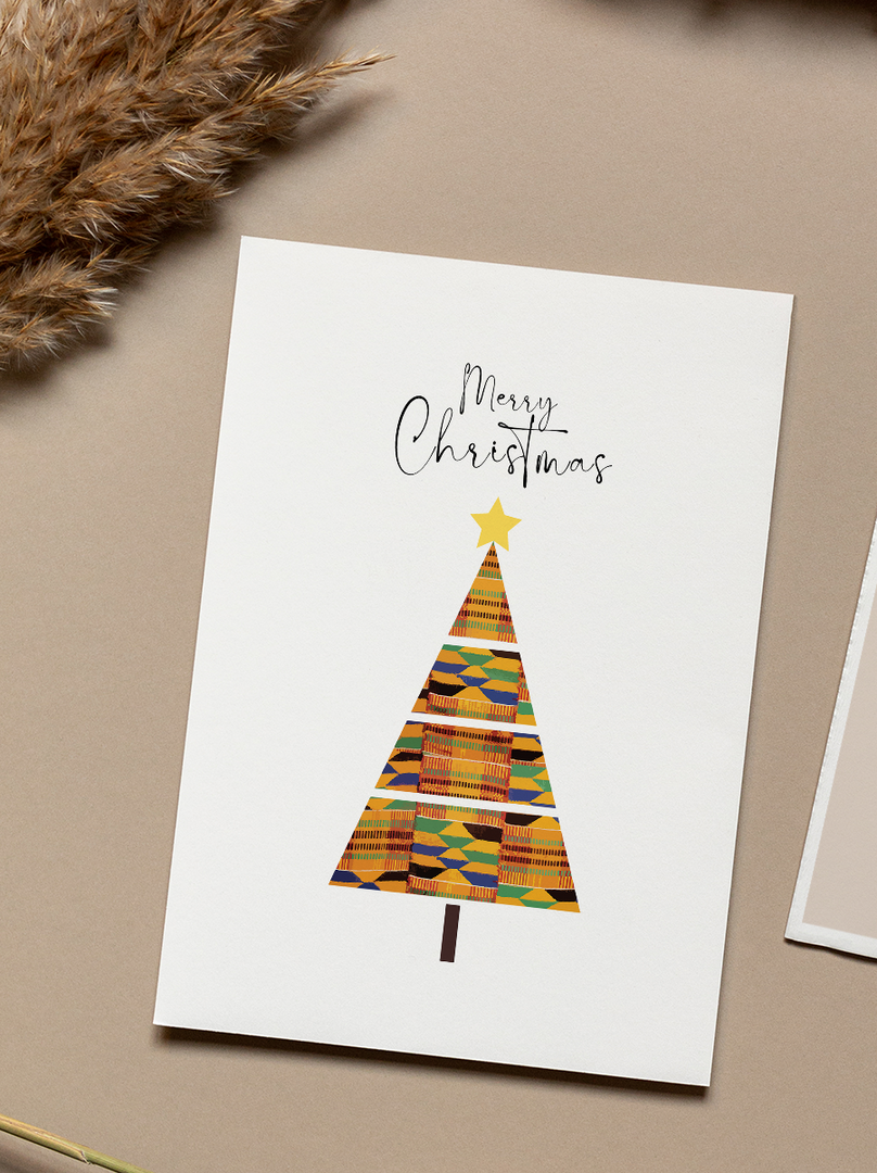 African Kente Christmas Tree Card