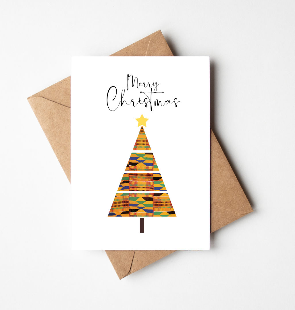 African Kente Christmas Tree Card