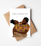 Father’s Day card featuring an illustrated daughter celebrating her dad