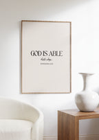 God is able beige wall art print