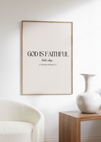 Typography wall art featuring the phrase God Is Faithful in a clean modern layout