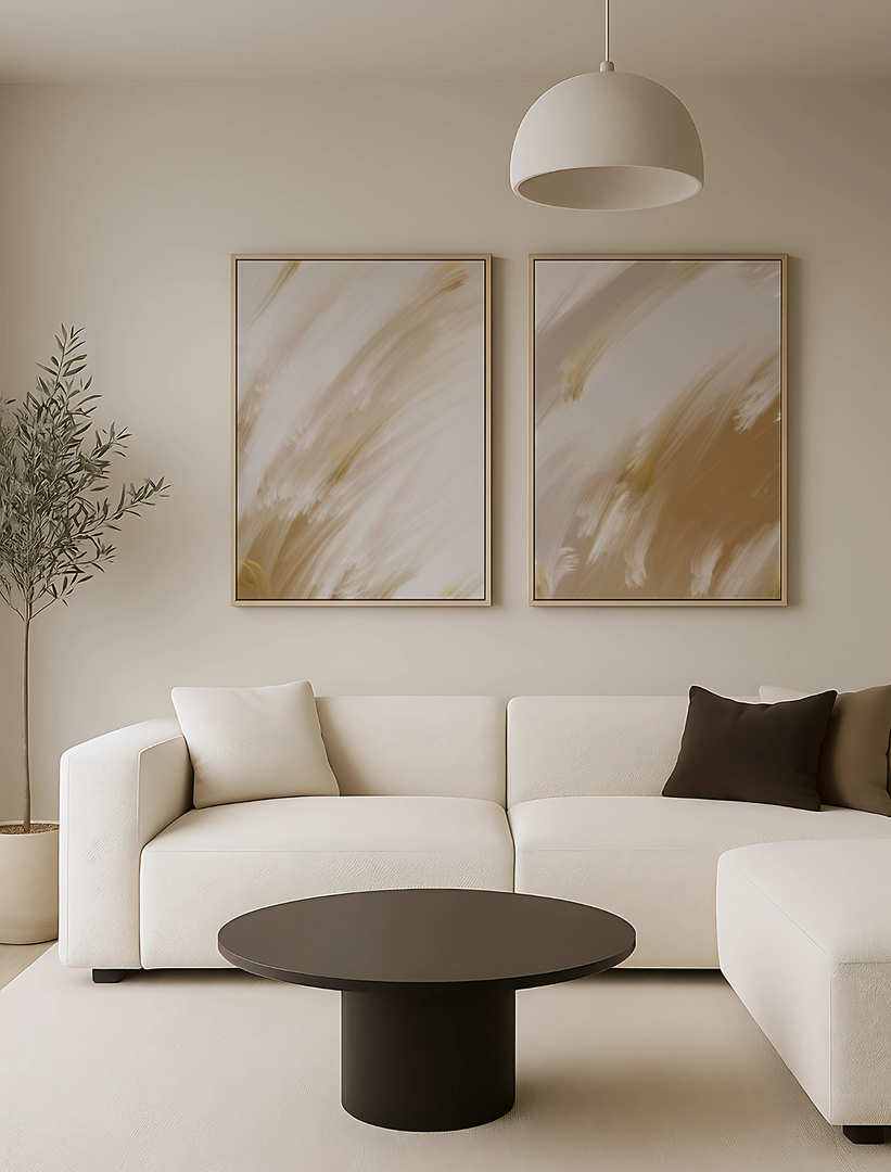 Abstract Golden Delight Set of 2 - Canvas Art
