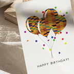 Modern birthday greeting card with bold typography arranged in a square layout