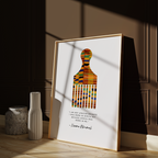 African-inspired wall art featuring an Afro comb design filled with kente patterns