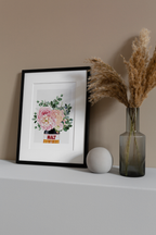 Botanical wall art featuring a malt flower in a clean illustrative style