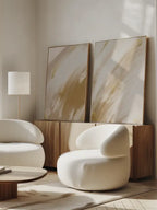 Minimal framed artwork styled in a Scandinavian-inspired neutral interior