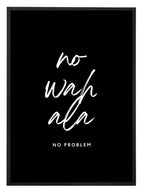 Typography wall art featuring the phrase No Wahala in black on a light background