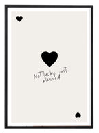 Typography wall art featuring the phrase Not Lucky Just Blessed in bold lettering