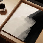 Flat lay of the Peace print with neutral styling props on a light surface