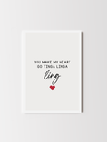 Valentine’s card featuring the phrase You Make My Heart with African-inspired styling