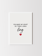 Valentine’s card featuring the phrase You Make My Heart with African-inspired styling