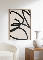 Modern abstract line artwork with flowing linear forms