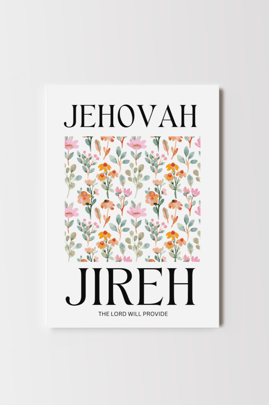 Jehovah Jireh flower wall art featuring organic forms in warm neutral colours