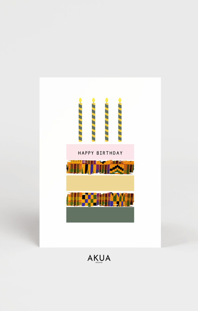 African Kente Birthday Cake Card