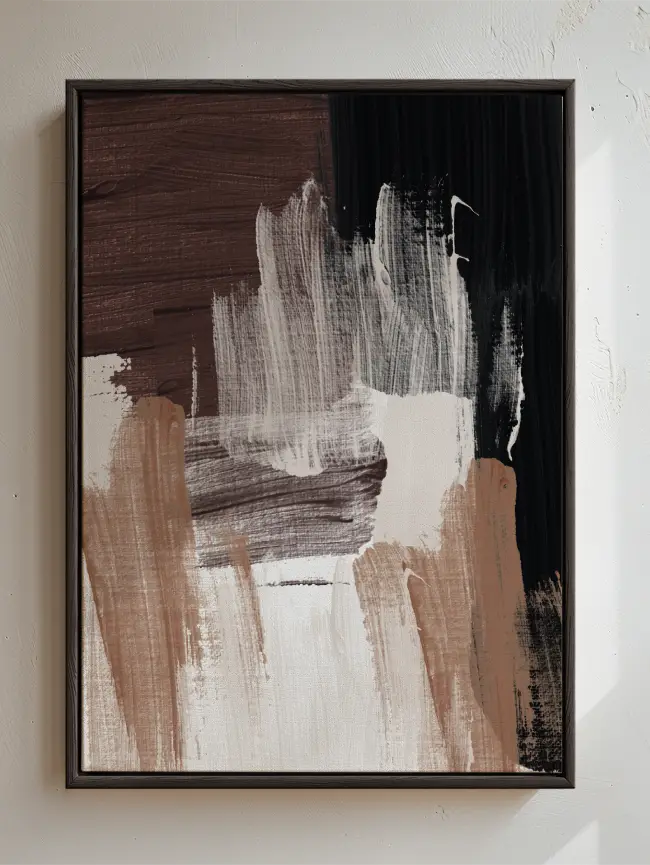 Abstract Strokes Chocolate Set of 2 - Brown Canvas Wall Art – Akua