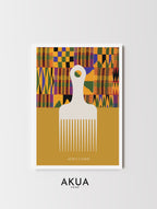Afro comb wall art decorated with traditional kente patterns