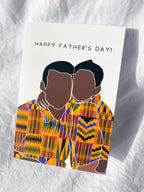 Alternate lifestyle view of African Father’s Day cards styled in a neutral setting