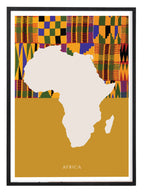 African-inspired wall art featuring a map of Africa with kente detailing