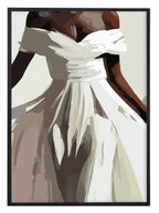 Minimalist artwork featuring a female figure rendered in a modern illustrative style