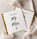 Styled interior view showing Mr and Mrs wedding cards arranged together