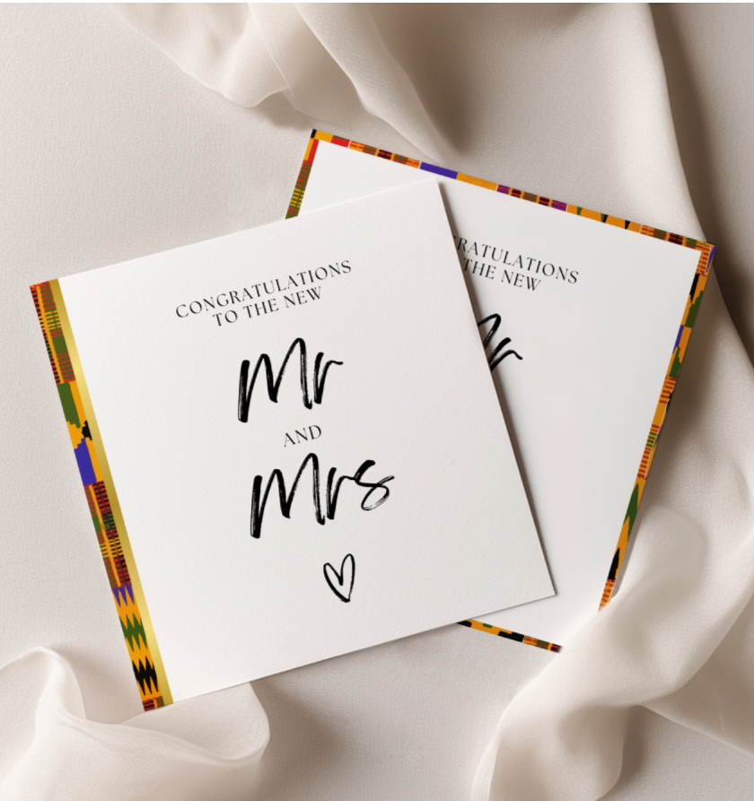 African Mr & Mrs Wedding Card