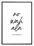 Typography wall art featuring the phrase No Wahala in white on a neutral background
